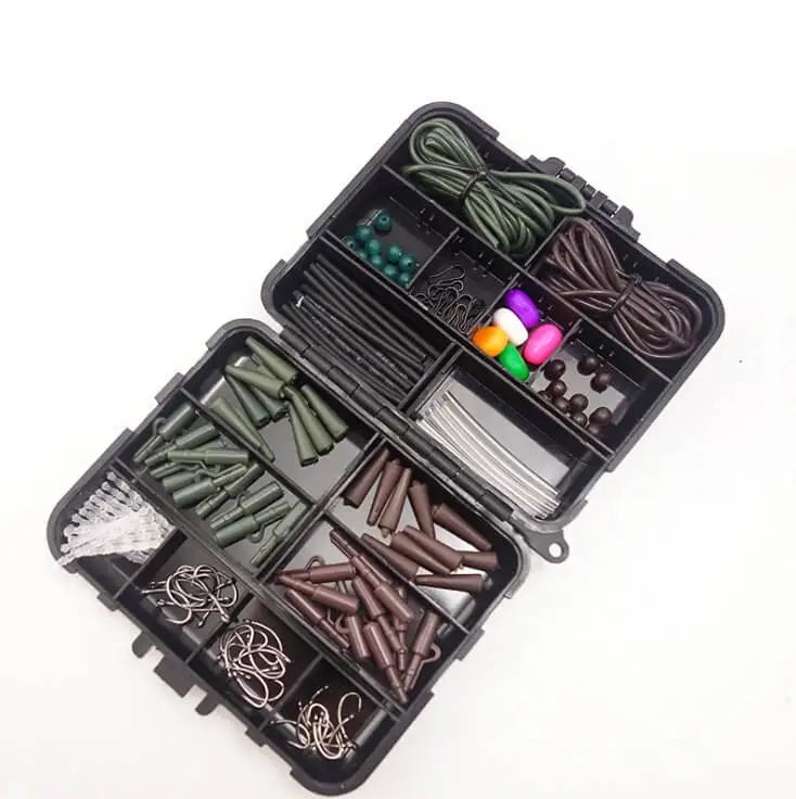 128pcs Carp Fishing Tackle Kit with Swivels/Hooks/Sleeves/Rubbers Tubes Box Set 10.5x12.5x3.5cm All Rod length &amp Type | Спорт и