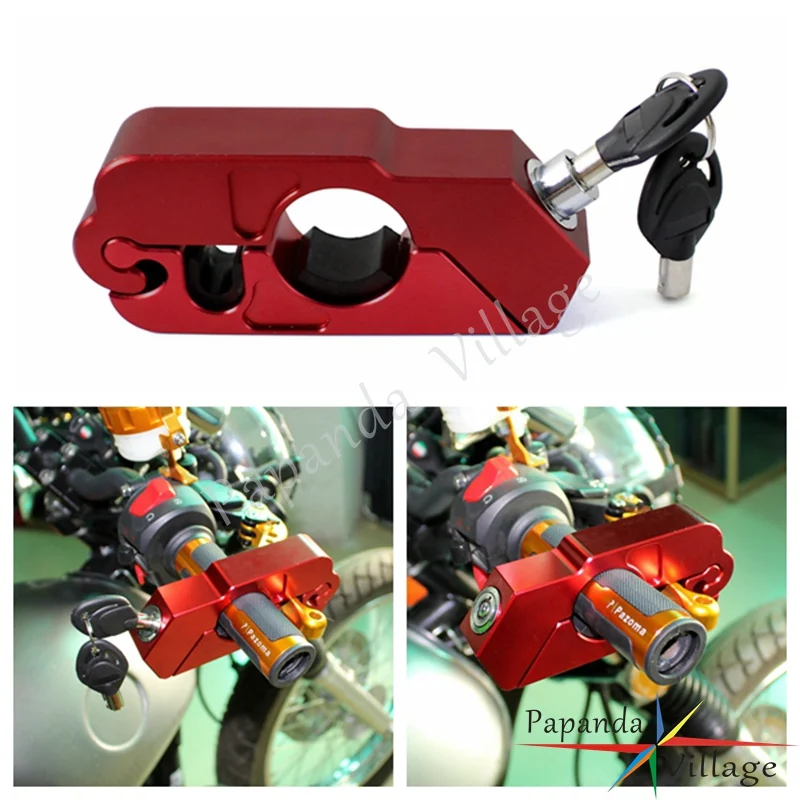 Papanda Motorcycle Red Brake Hand Grip Locks Sport Bike ATV Theft