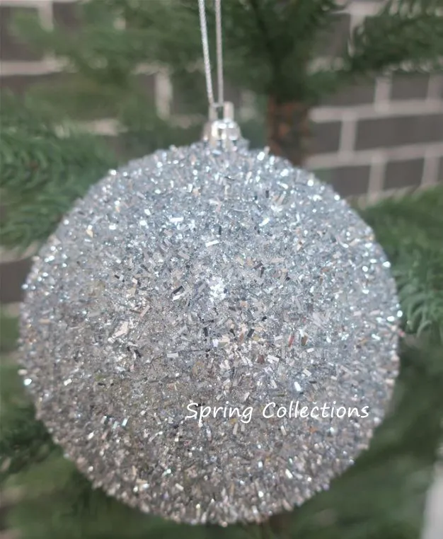 

2pcs/pack Dia.13cm Silver Sequin Christmas Tree Decor Ball Xmas Party Hanging Ball Ornament for Home Christmas