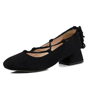 

Early spring in 2019, the new party with low with square cross 33 - size 43 yards bind shallow mouth single woman shoes