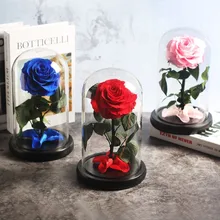 Красный вечный жизнь бессмертный цветок розовый Красавица и Чудовище розовое стекло купол День матери День Святого Валентина рождественский подарок