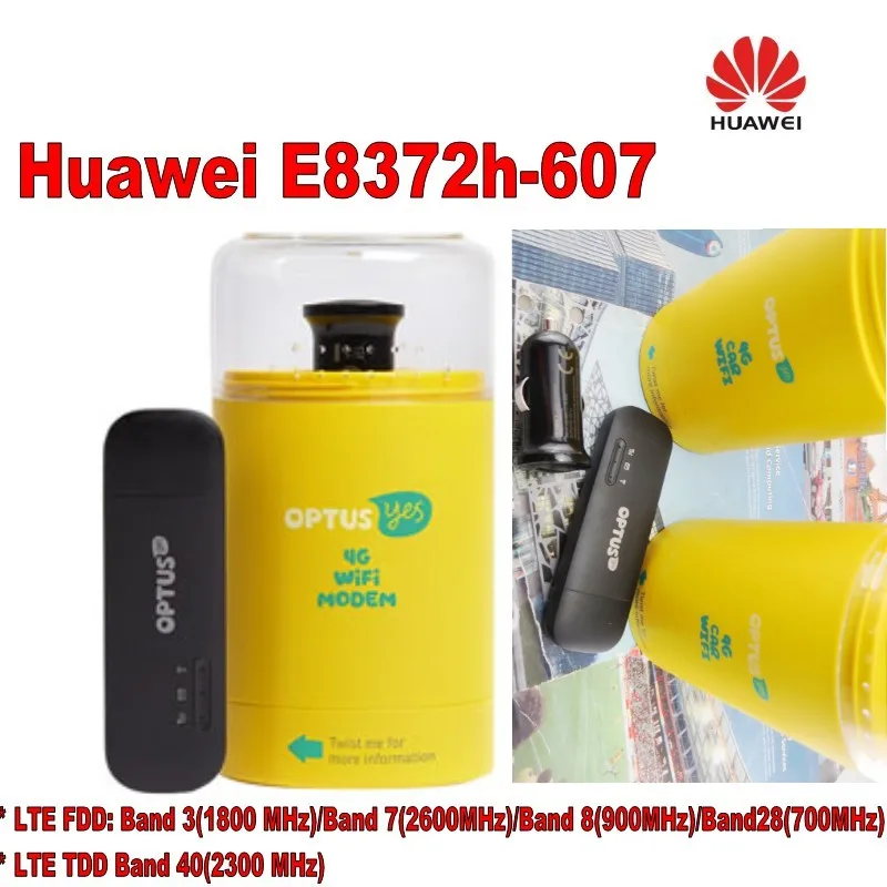 

Huawei E8372h-607 WCDMA 900/2100 MHz FDD-LTE Band 1(2100MHz) /3 (1800MHz) /7(2600Mhz)/8(900 MHz) /28(700Mhz) MiFi modem stick