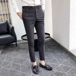 Лидер продаж Мужские модельные Брюки Мода 2018 осень новый костюм брюки мужские s повседневные универсальные качество формальная одежда
