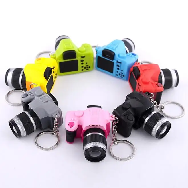 1Pcs/set Cute Creative camera Led keychains With sound LED Flashlight
