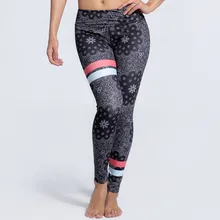 Женские Эластичные Обтягивающие штаны в полоску с цветочным принтом для тренировок в тренажерном зале для йоги бега занятий спортом леггинсы для фитнеса Прямая поставка