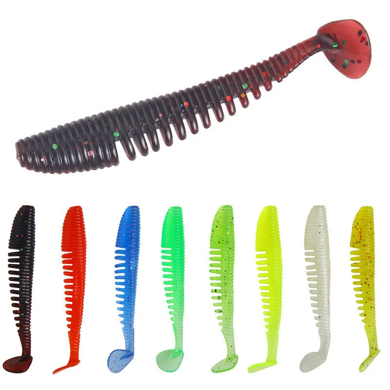 

10Pcs/lot 7cm 2.2g Rotate Stripe Silicon Soft Bait With Bass Hooks Sea Fishing Bait Lure Woblers Soft Lures Pesca Jigging