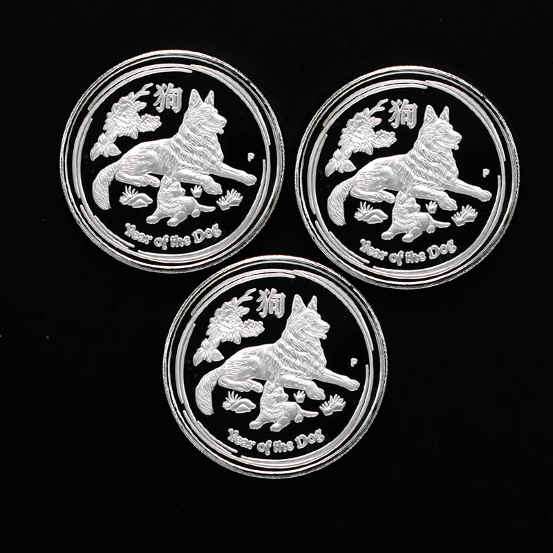 

3 pcs/lot Australia Zodiac Silver Plated 1 Oz troy Ounce Coins Year of Horse Dragon 2018 Dog Coins Set Collection
