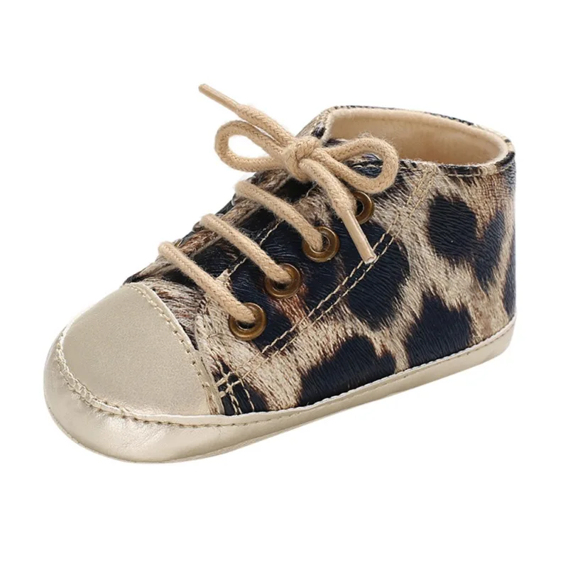 Модные с леопардовым принтом Кроссовки для новорожденных для маленьких мальчиков обувь для девочек из искусственной кожи мягкая подошва