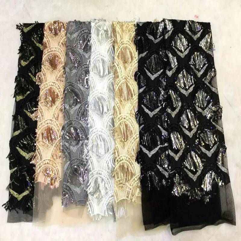 2018 French Lace Fabric Wedding High Quality African Tulle 5Yard 3D Flowers Embroidered fabric xb2-13 | Дом и сад
