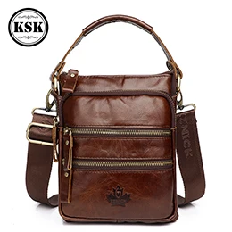 Men Genuine Leather Bag Messenger Bag Shoulder Bags For Men Luxury Handbag Crossbody Bags Vintage Flap Leather Handbag KSK - Цвет: coffee 68225