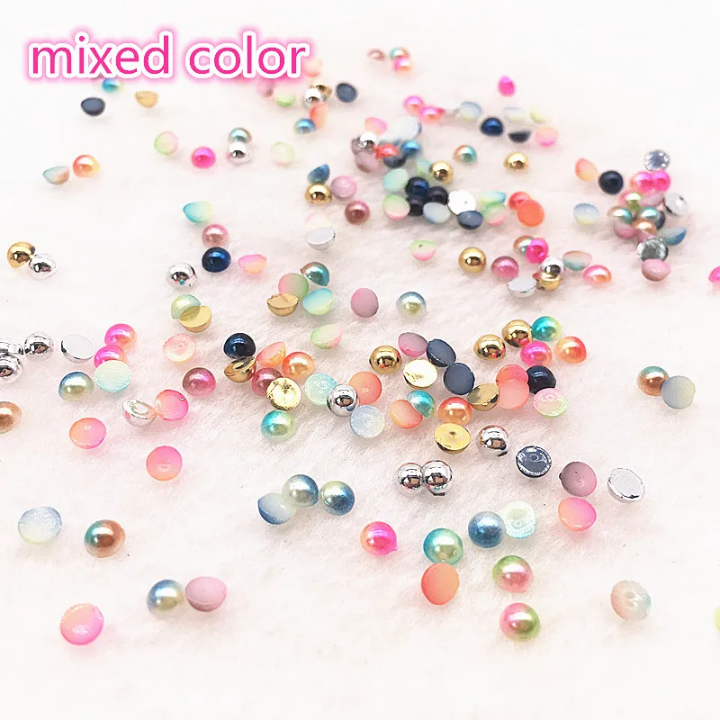 4MM 500pcs Multi-color Half Pearl Bead Flat Back Scrapbook for Craft FlatBack BY