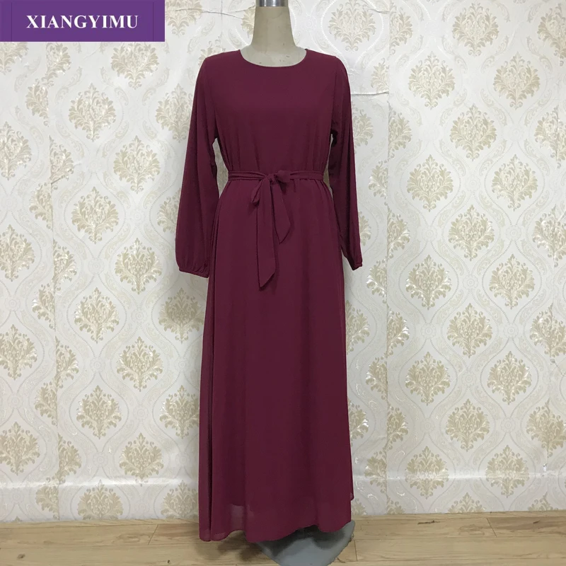 

F888 Womail Muslim Dress Women Kaftan Islamic Indian Long Sleeve Elegant Maxi Dress