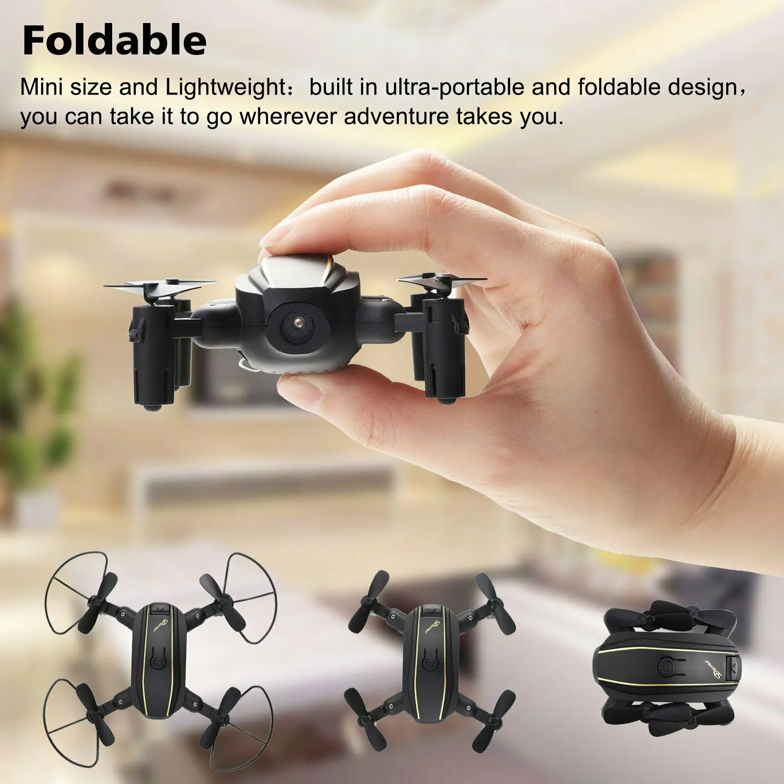 

2.4G Folding RC Drone with HD Camera Quadcopter Wifi FPV Altitude Hold Headless Mode Mini Drone Profissional