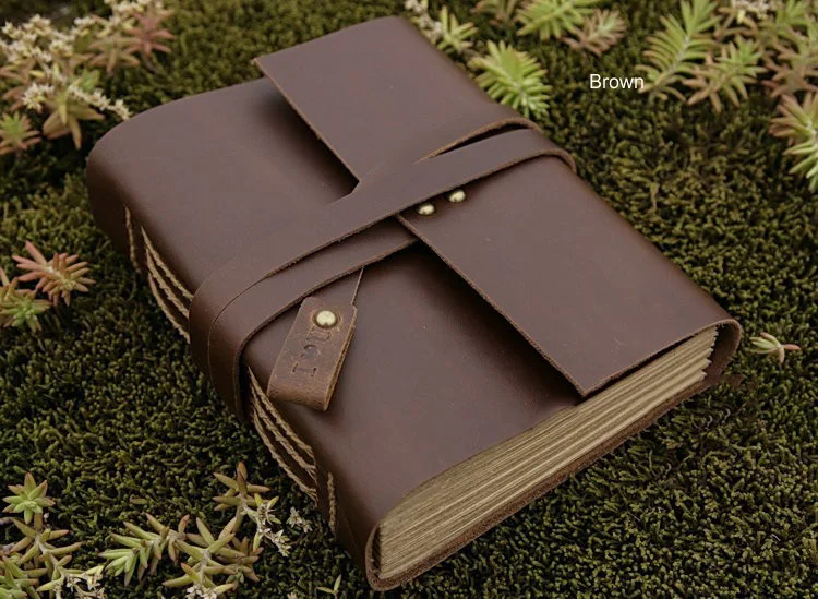 Высококачественная винтажная записная книжка из натуральной кожи, блокнот для путешествий, дневник, креативный подарок ручной работы - Цвет: Brown