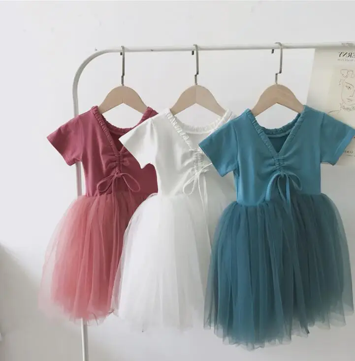2019 Summer Sweet Cotton Mesh Dresses For Girls Princess Children Cute Dress 5 pcs/lot Wholesale | Детская одежда и обувь