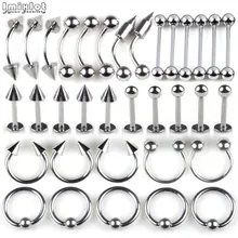 10 шт./лот, стальные пирсинг для ушей, спиральные пирсинг для бровей, пирсинг для губ, кольца, серьги козелок, штанга, ювелирные изделия для пирсинга тела