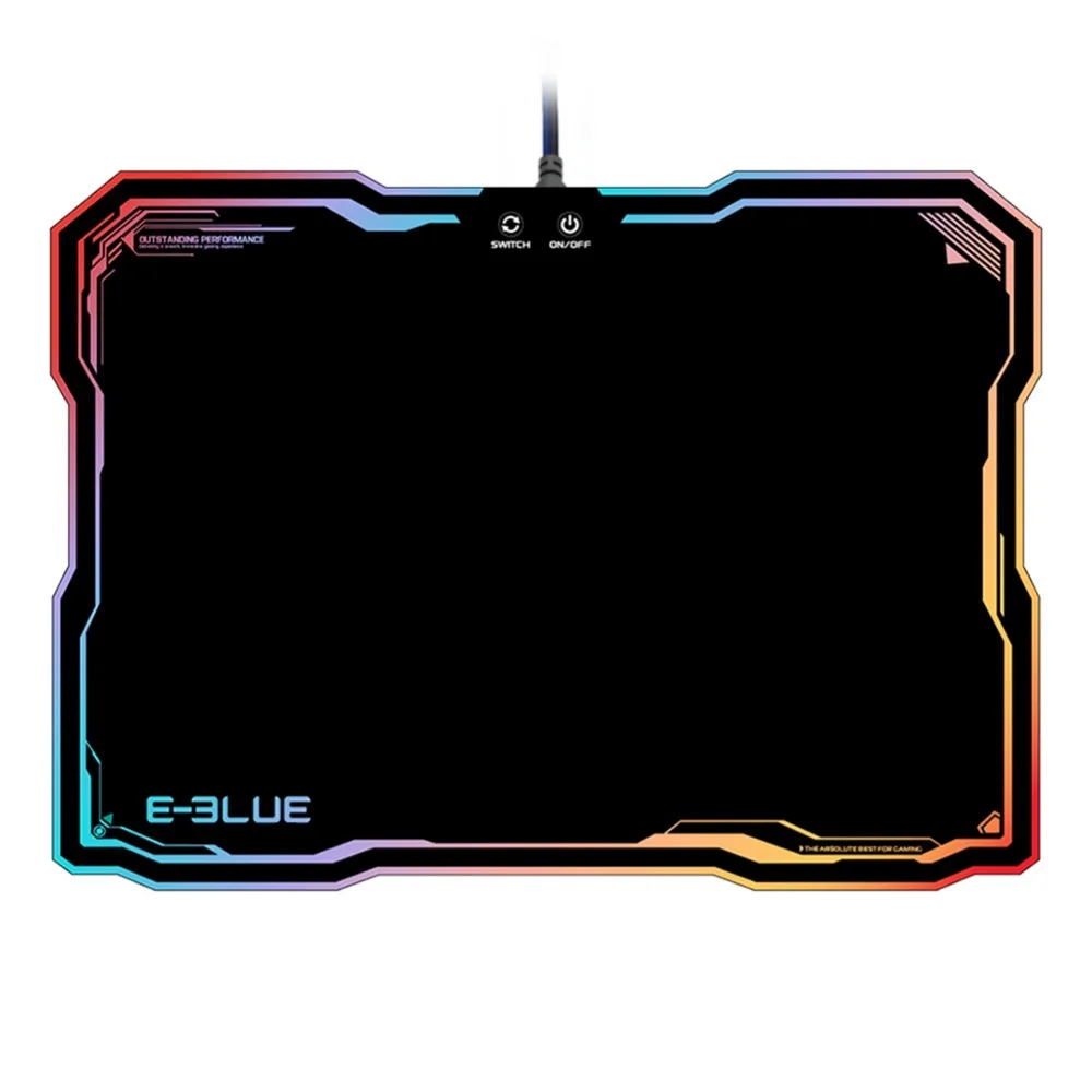 

VAKIND E-3LUE Gaming Light Mouse Pad Resin Durable Gamer Solid Color RGB Light Edge Keyboard Mat with 10 Models RGB Lighting