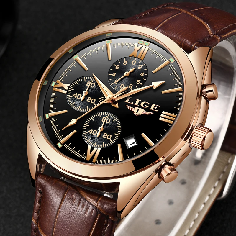 

Mens Watches LIGE Luxury Brand Quartz Watch Men's Waterproof Fashion Casual Sport Watch Stainless Steel Military Fashion Watches
