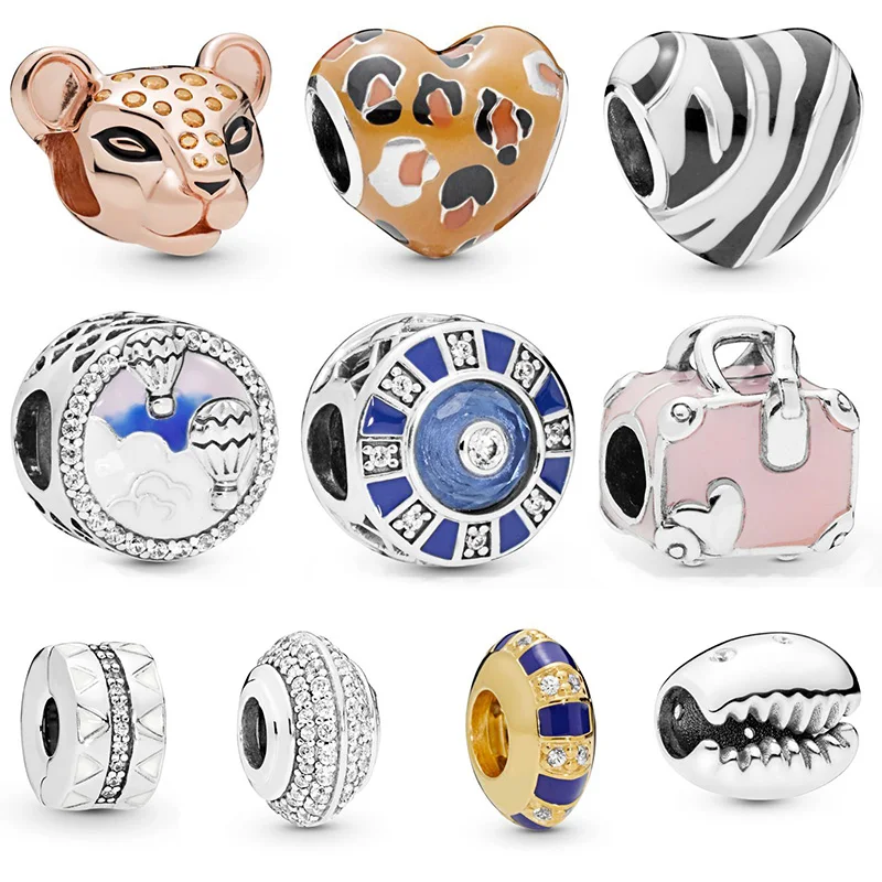 

10 Style 925 Sterling Silver Beads Charms Hot Air Balloon Trip Exotic Stones Bead For Diy Women Charms Bracelets & Bangles