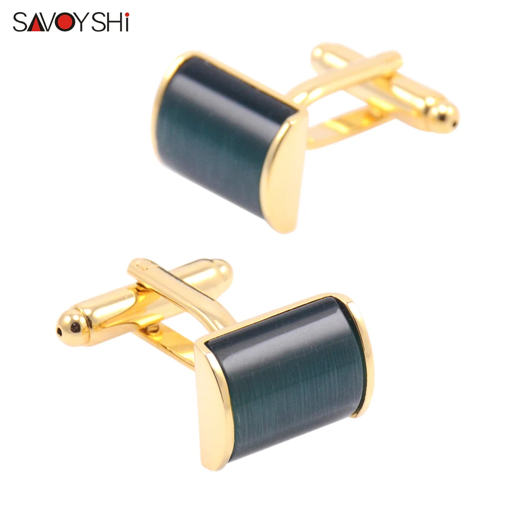 Роскошные голубые запонки SAVOYSHI кошачий глаз с камнями для мужской французской