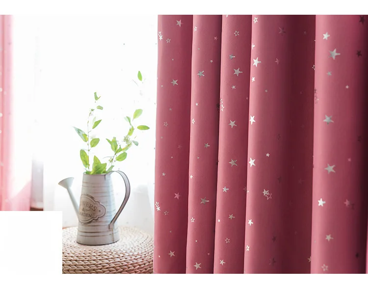 Блестящие звезды ткань детская комната окна шторы для детей мальчик девочка спальня гостиная синий/розовый ночные шторы на заказ драпировка