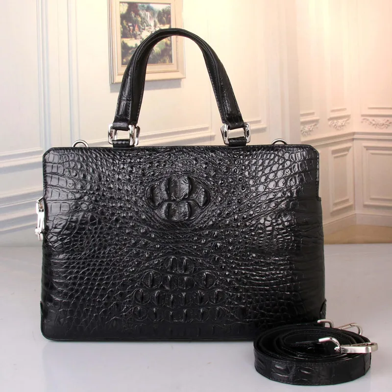 

Business Designer Genuine Crocodile Skin Coded Lock Closure Men Large Portfolio Handbag Alligator Leather Male Laptop Briefcase
