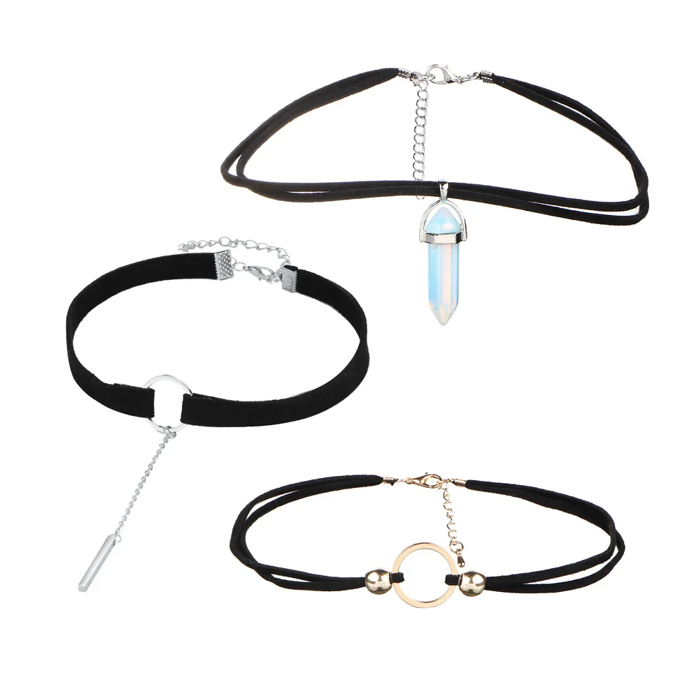 Hot Wholesale 8 Pcs/Set Black Velvet Choker Necklaces For Women Collars Fashion Girls Punk Gothic Cho collier ras du cou