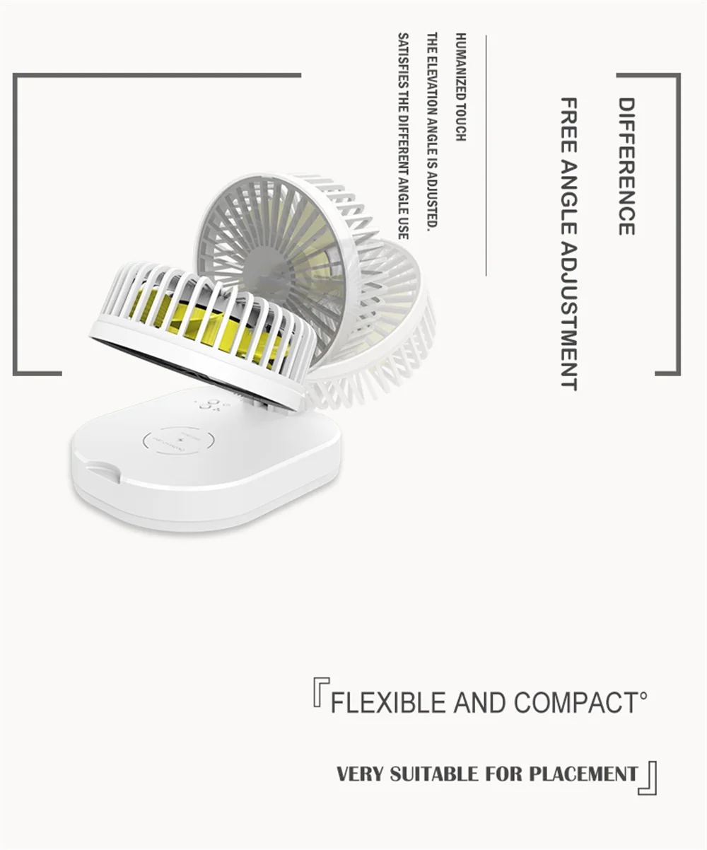696 zy-820 многофункциональное Беспроводное зарядное устройство три в одном Миниатюрный Складной вентилятор с большой емкостью и длительным сроком службы батареи