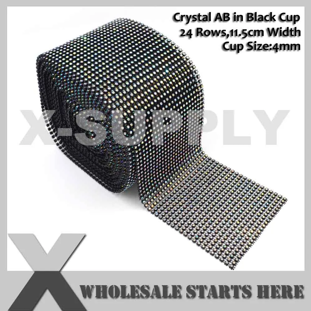 10 Yards Crystal AB Черная пластиковая нить, хрустальные стразы, сетчатые ленты, используемые для одежды, костюма, вечеринки, украшения для покрытия - Цвет: 10 Yards Crystal AB