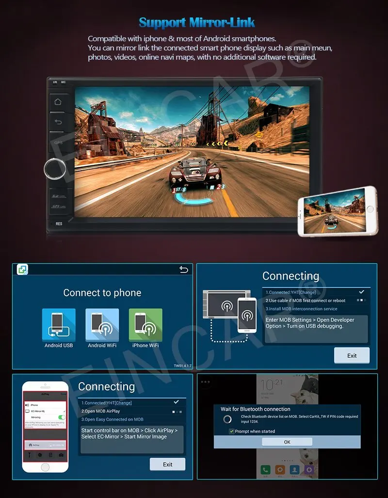 Clearance Android 6.0 Car Stereo Double 2 Din GPS Navigation Car Deck Radio In Dash Head unit Support Bluetooth/WiFi/OBD2/Mirrorlink/SWC 1