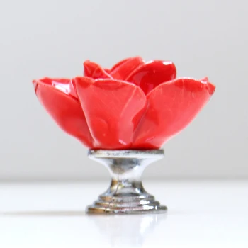

5pcs/lot Red Flower Ceramic handles pulls Dresser Knobs Drawer Knobs Cupboard Pulls Handles Cabinet Knobs Pull