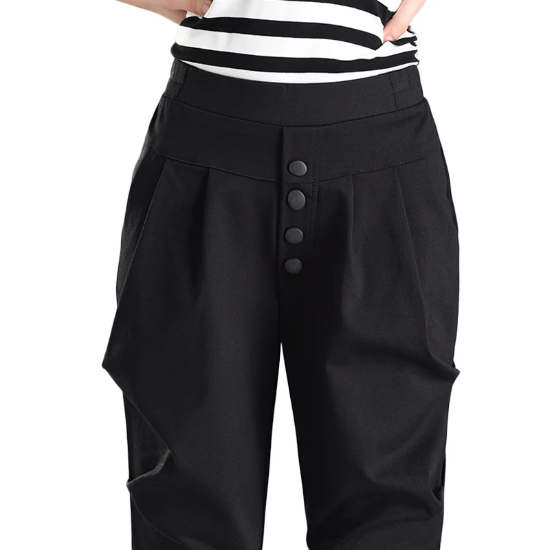 2018 Autumn Punk Style Cross Pants Women New Fashion Black High Waist