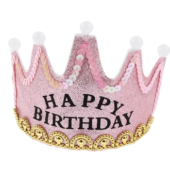 

Colored Happy Birthday Princess Crown Kids Crown Birthday Party Photo Props Tiara Flashing LED King Crown Hairband Kid Adults