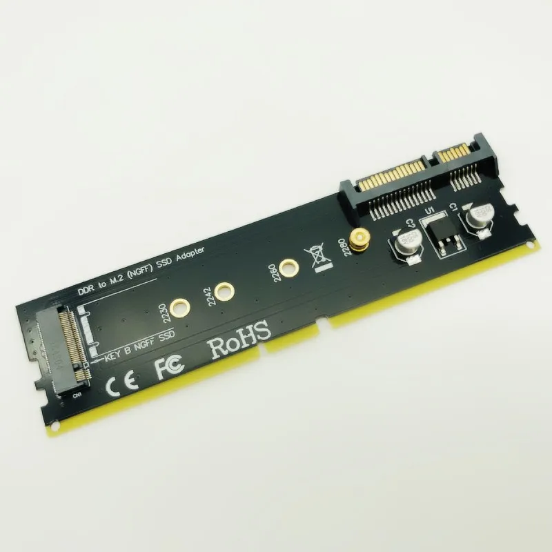 M2 SSD DDR3 адаптер DDR к M.2 SSD Raiser Riser Card M.2 NGFF B соединитель в форме ключа SATA питания 7Pin SATA порт подключения материнской платы