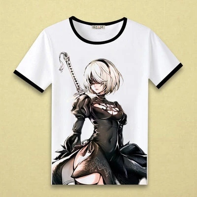 Костюм для косплея из игры Nier Automata футболка с принтом YoRHa No.2 тип B 2B 9S коротким