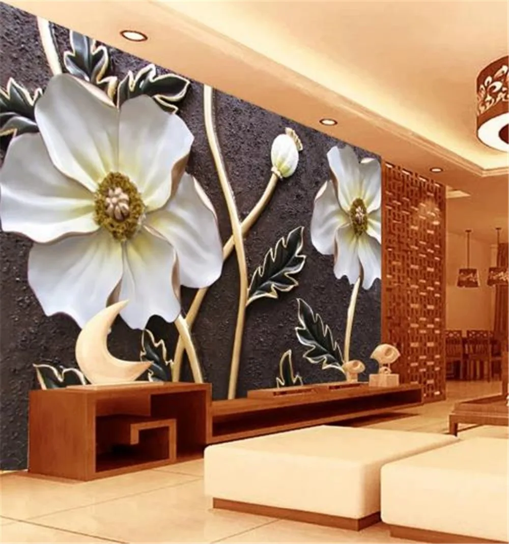 Низкая цена на обои HD тисненые цветы 3D обои цветок обои для комнаты индивидуальные обои для стен домашний декор