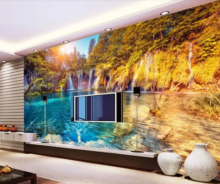 Beautiful romantic waterfall three-dimensional background wall beautiful scenery wallpapers Beautiful romantic waterfall three-dimensional background wall beautiful scenery wallpapers