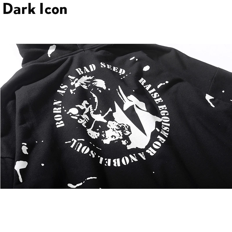 Dark Icon Foil Paint Splatter Men's T-shirt with Hoodie Summer Short Sleeve Hooded Tshirt 2019 Street Tee Shirts Man Clothing