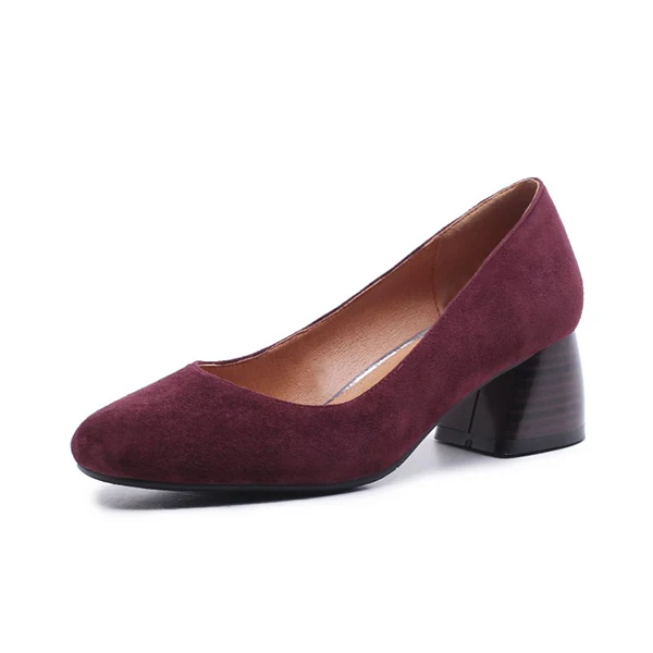 SOPHITINA Shallow Women's Pumps High Quality Kid Suede Med Square Toe Slip-on Shoes Hot Sale Concise Comfortable New Pumps SO108 - Цвет: Wine red