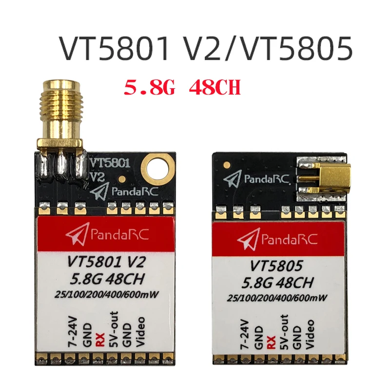 PandaRC VT5801 V2 VT5805 VT5804 FPV видео передатчик 5,8G 48CH 25/100/200/400/600 мВт переключаемый OSD Регулируемый SMA MMCX VTX