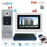 7'' Touch Screen WIFI IP Video Door Phone Intercom +POE Switch 6 Floors Building Access Control System Support Password/IC Card