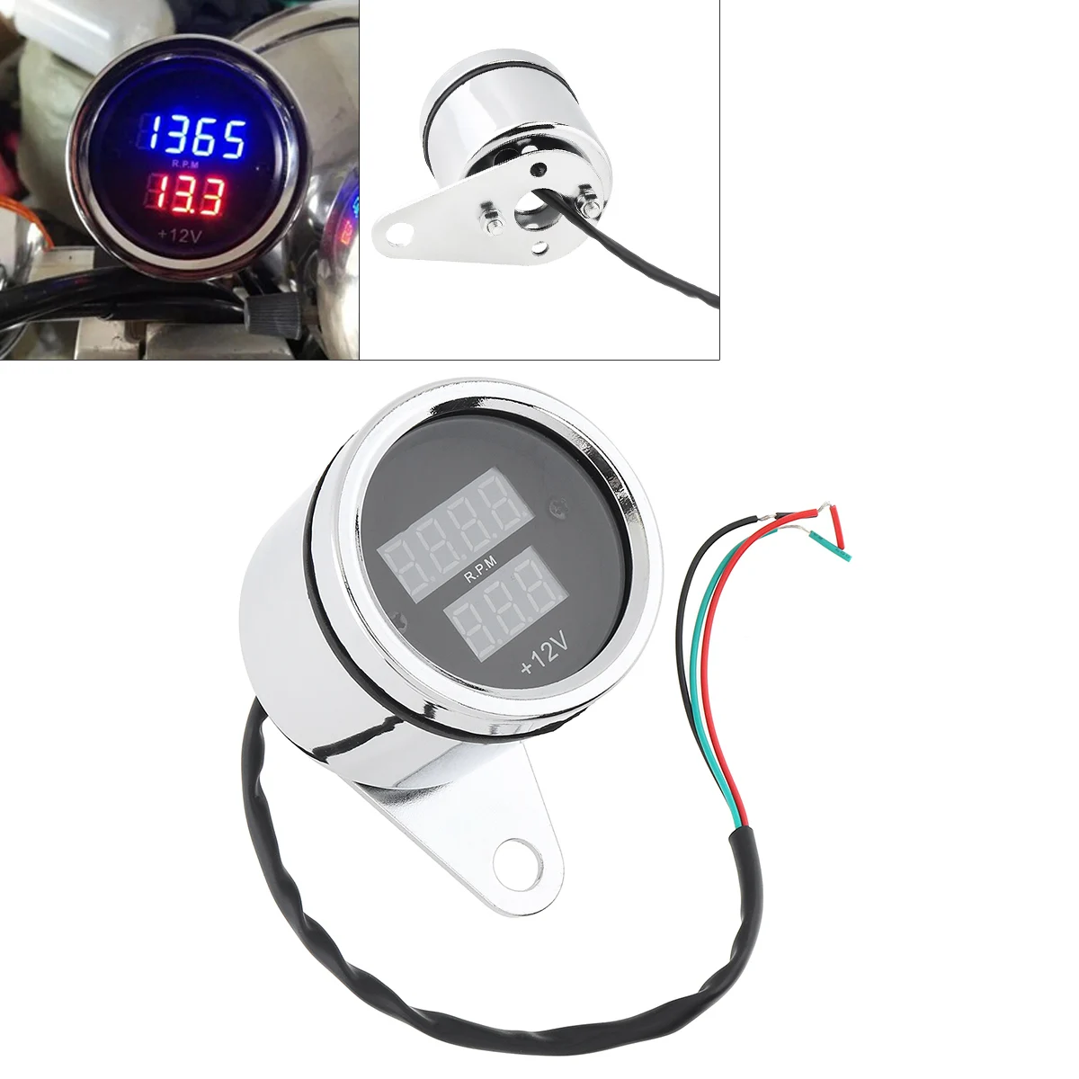 

Motorcycle Tachometer 12V High Light Transmission Inductance LED Digital Display Speed LCD Voltmeter for Motorcycle Motorbike