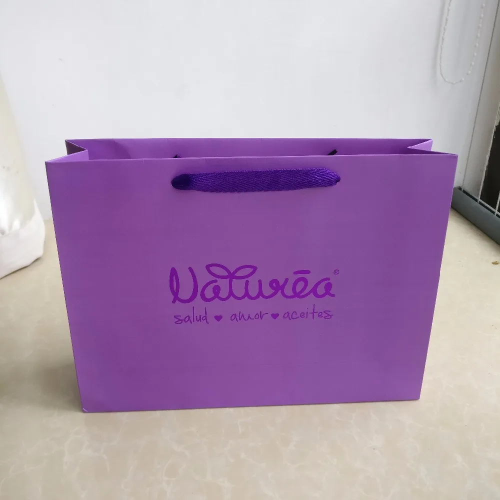 Whole 1000pcs Lot 22hx30x8cm Custom Printed Purple Gold Foil Logo Whole 1000pcs Lot 22hx30x8cm Custom Printed Purple Gold Foil Logo High Quality Paper Ping Bags Large Gift With Handle In From Luggage