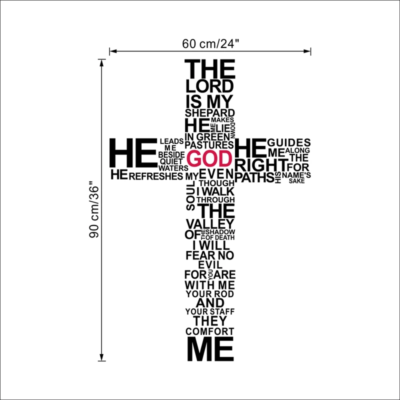 Christian Cross God Quotes Wall Stickers For Living Room Bedroom Home Decoration Jesus Christ Psalm 