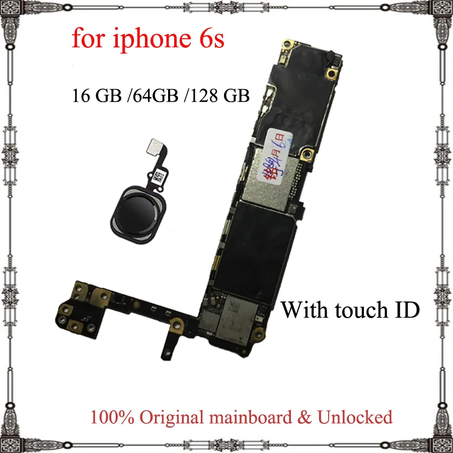 

For iphone 6S Original motherboard with / without touch ID 16GB 64GB 128GB unlocked iCloud mainboard with IOS system logic board