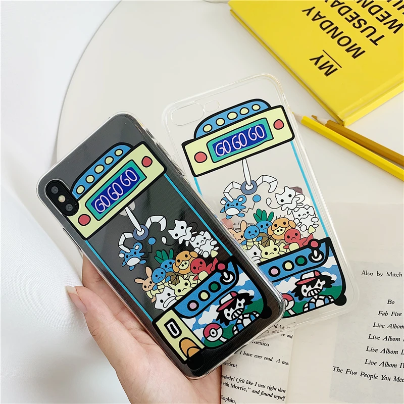 

Cute Comic funny ufo catcher Case for iPhone 6 6s 7 8 plus X Xs Max XR japan PokeBall cartoon soft TPU cover coque