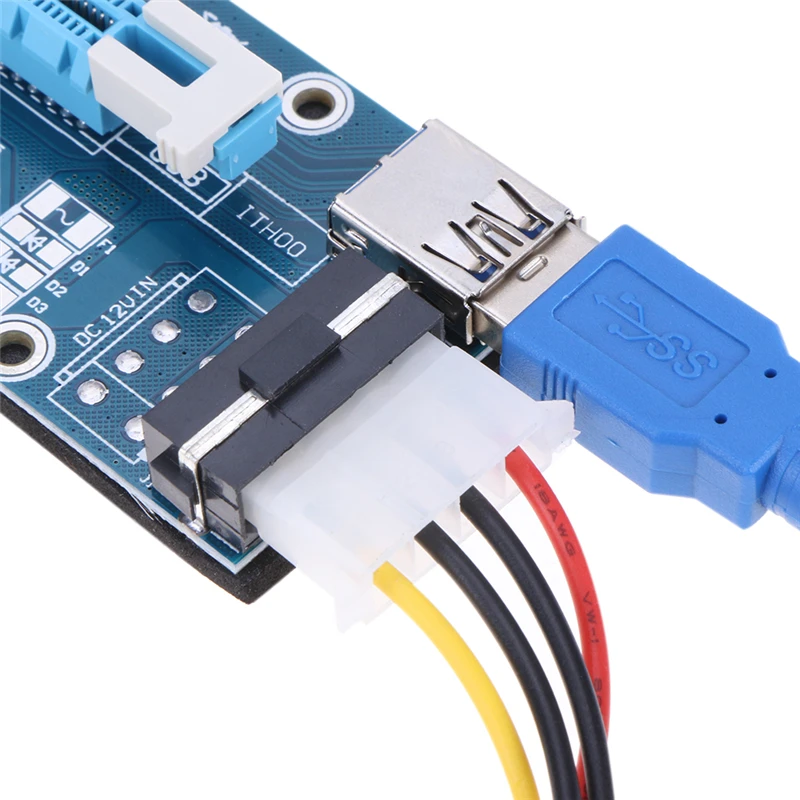 PCI-E 1x to 16x Mining Machine Enhanced Extender Riser Card Adapter with 60cm USB 3.0 & SATA 4pin IDE molex Power Cable