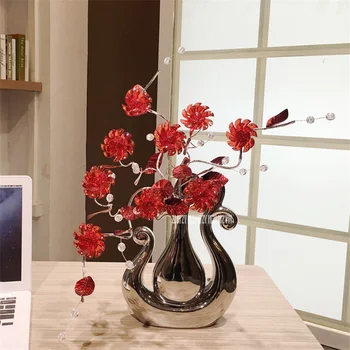 

5 Colors Modern Creative Simple Ceramic Flower Vase Ornament Artificial Crystal Flower Home Furnish Decoration Z-37/309