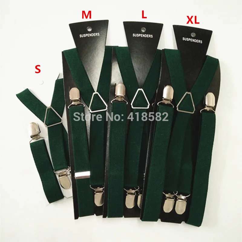 BD002-Deep green color baby suspender 4 clips 4 sizes for boys and girls men and women X-back suspenders
