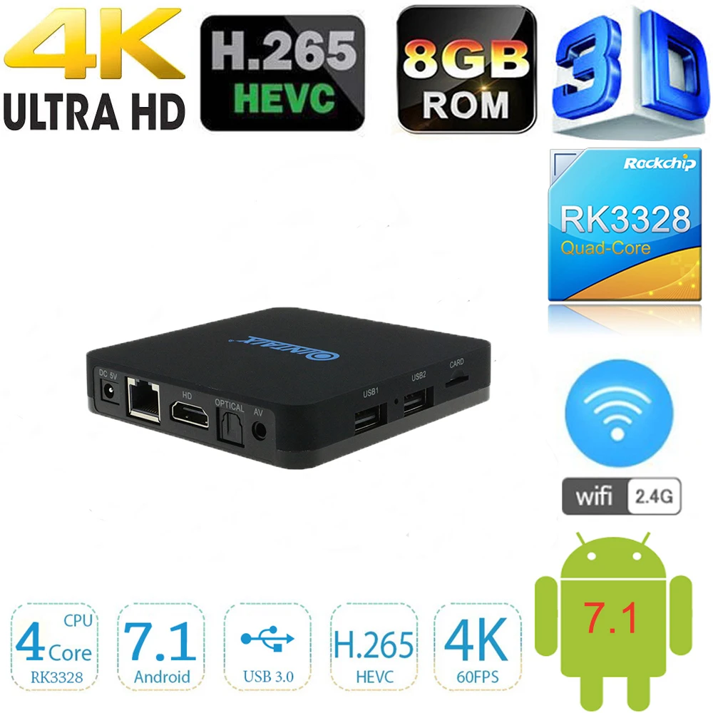 

QINTAIX Q28 Mini Android 7.1 TV BOX RK3328 Rockchip BOX TV 2GB 8 GB 2.4G WIFI 100 M LAN HD2.0 USB3.0 4 K VP9 HDR10 Media Player